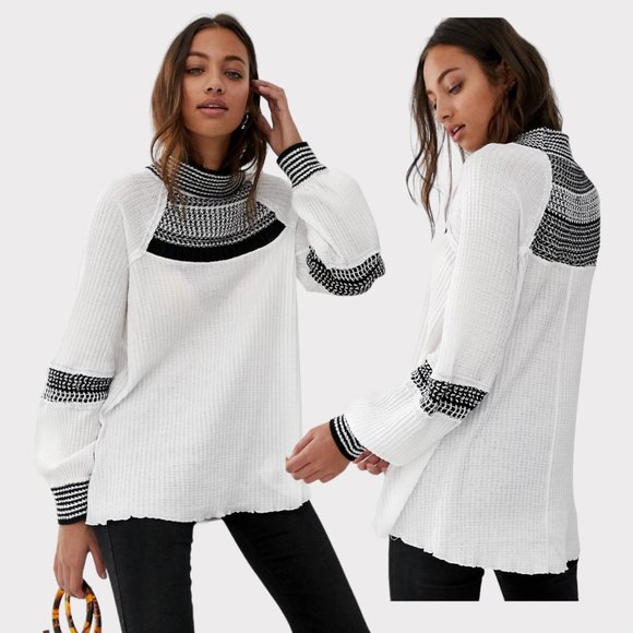 Free People Tops - Free People Women's Snow Day Tunic Top Balloon Sleeve Knit Thermal Shirt Size S